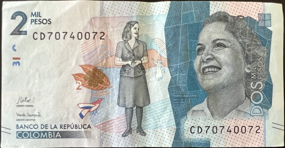 Colombia 2000 Peso, front
