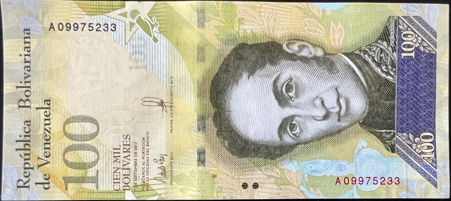 Venezuela 100000 Bolívar, front