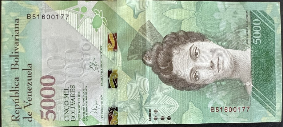 Venezuela 5000 Bolívar, front